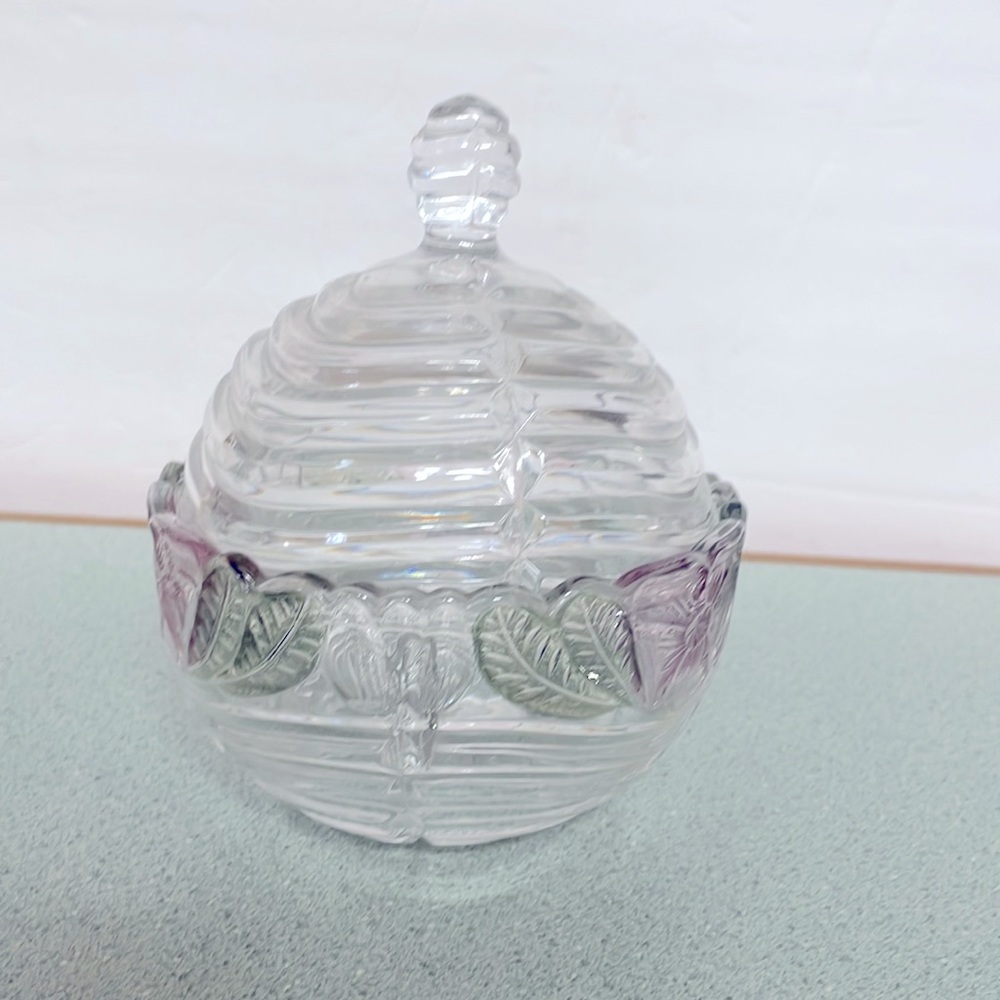 Vintage Crystal Candy Dish w Lid 5"W x 6.5"H